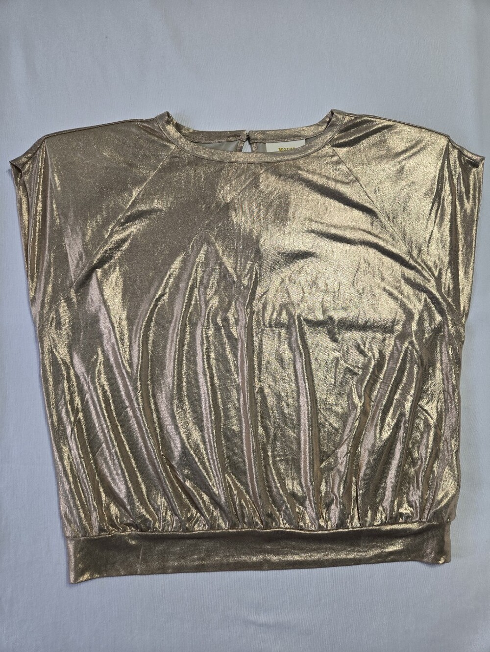 maeve By Anthropologie Women's Gold Metallic Cap Sleeve Top sz M